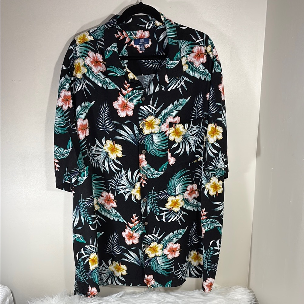 Men's George 3XL Floral Button-Up Shirt
